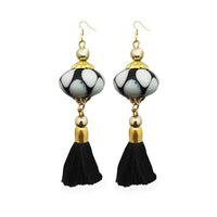 Jeweljunk Black Thread Gold Plated Tassel Earrings - 1313311A