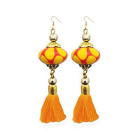 Jeweljunk Yellow Thread Gold Plated Tassel Earrings - 1313311B