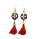 Jeweljunk Red Thread Gold Plated Tassel Earrings - 1313312A
