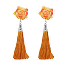 Jeweljunk Gold Plated Brown Thread Tassel Earrings - 1313313C