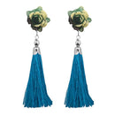 Jeweljunk Blue Thread Gold Plated Tassel Earrings - 1313313D
