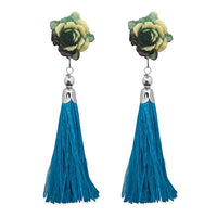Jeweljunk Blue Thread Gold Plated Tassel Earrings - 1313313D
