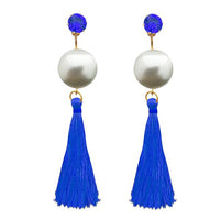 Jeweljunk Gold Plated Blue Thread Tassel Earrings - 1313314B