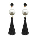 Jeweljunk Black Thread Gold Plated Tassel Earrings - 1313314F