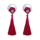 Jeweljunk Gold Plated Pink Thread Tassel Earrings - 1313315A