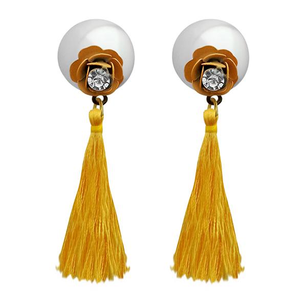 Jeweljunk Yellow Thread Gold Plated Tassel Earrings - 1313315C