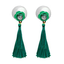 Jeweljunk Green Thread Gold Plated Tassel Earrings - 1313315D