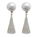 Jeweljunk White Thread Gold Plated Tassel Earrings - 1313315E