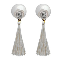 Jeweljunk White Thread Gold Plated Tassel Earrings - 1313315E
