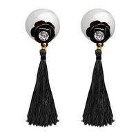 Jeweljunk Black Thread Gold Plated Tassel Earrings - 1313315F