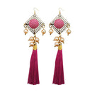 Jeweljunk Gold Plated Pink Thread Tassel Earrings - 1313316A
