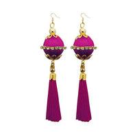 Jeweljunk Gold Plated Pink Thread Tassel Earrings - 1313317A