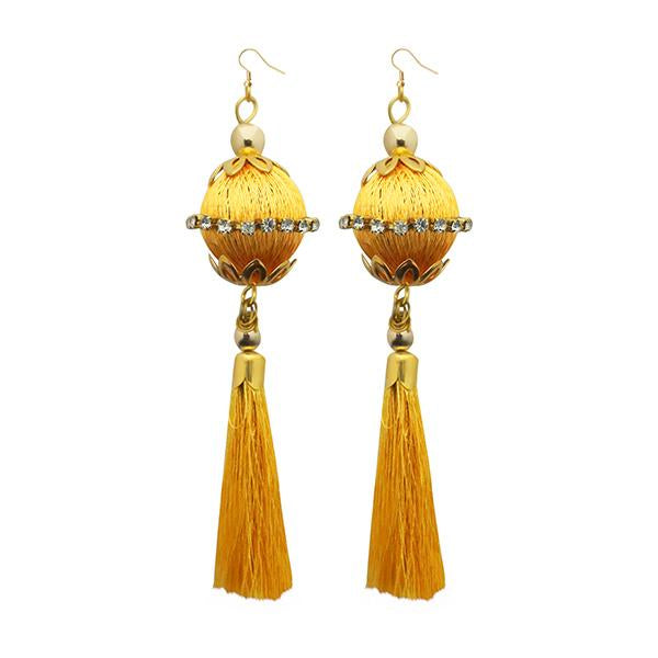 Jeweljunk Yellow Thread Gold Plated Tassel Earrings - 1313317F