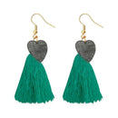 Jeweljunk Green Thread Gold Plated Tassel Earrings - 1313318C