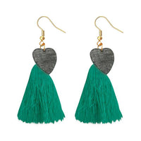 Jeweljunk Green Thread Gold Plated Tassel Earrings - 1313318C
