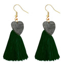 Jeweljunk Green Thread Gold Plated Tassel Earrings - 1313318D