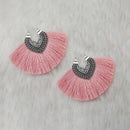 Jeweljunk Peach Thread Rhodium Plated Thread Earrings - 1313319A