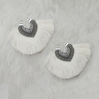 Jeweljunk White Thread Rodium Plated Thread Earrings - 1313319B