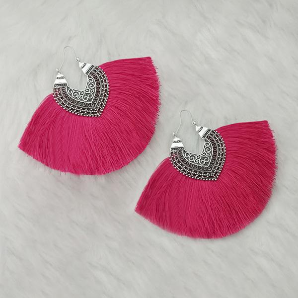 Jeweljunk Pink Thread Rhodium Plated Thread Earrings - 1313319C