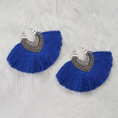 Jeweljunk Blue Thread Rhodium Plated Thread Earrings - 1313319E