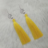 Jeweljunk Yellow Thread Peacock Design Tassel Earrings - 1313321C