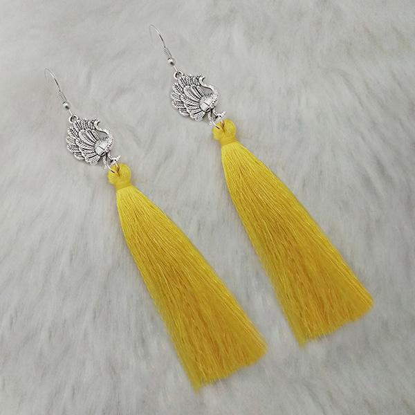Jeweljunk Yellow Thread Peacock Design Tassel Earrings - 1313321C