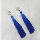 Jeweljunk Blue Thread Peacock Design Tassel Earrings - 1313321D