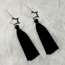 Jeweljunk Black Gold Plated Star Design Tassel Earrings - 1313326B