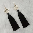 Jeweljunk Black Thread Gold Plated Tassel Earrings - 1313327B