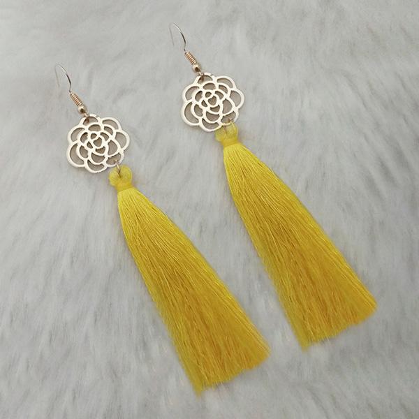 Jeweljunk Yellow Thread Gold Plated Tassel Earrings - 1313327C