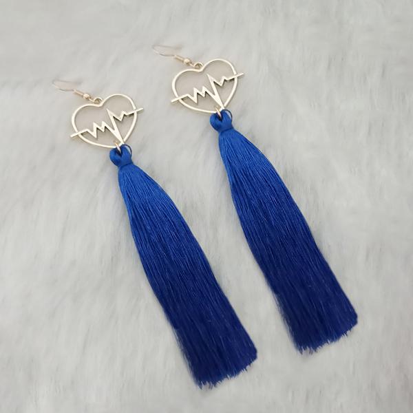 Jeweljunk Thread Gold Plated Heart Design Tassel Earrings - 1313328D