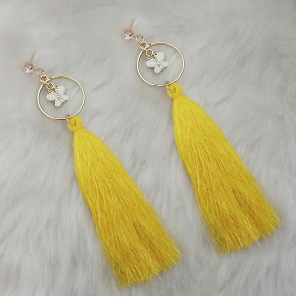 Tip Top Fashions Thread Gold Plated Butterfly Design Tassel Earrings - 1313330C