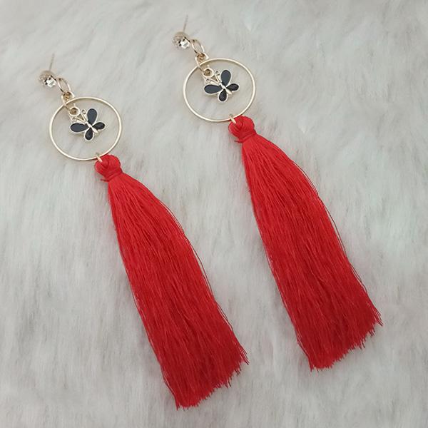 Tip Top Fashions Red Thread Gold Plated Butterfly Design Tassel Earrings - 1313330F