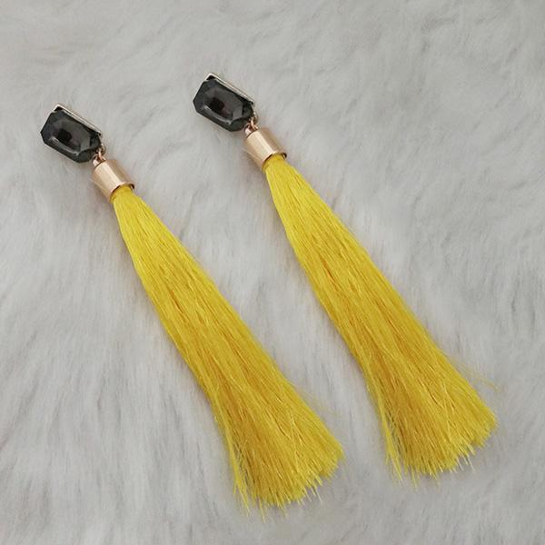 Jeweljunk Yellow Thread Gold Plated Tassel Earrings - 1313331C