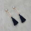 Jeweljunk Black Thread Gold Plated Tassel Earrings - 1313333B