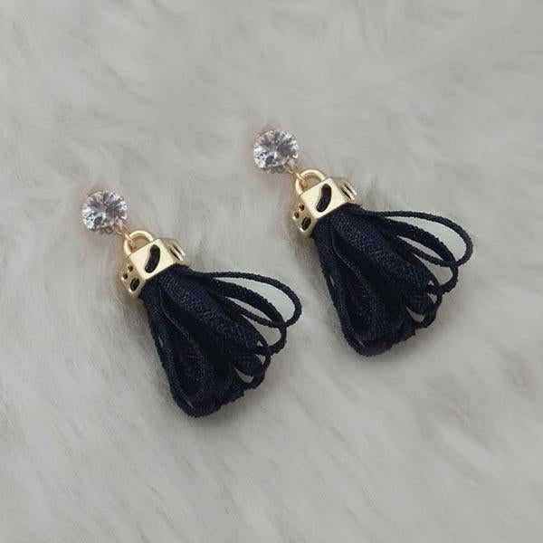 Jeweljunk Gold Plated Black Thread Earrings - 1313334B