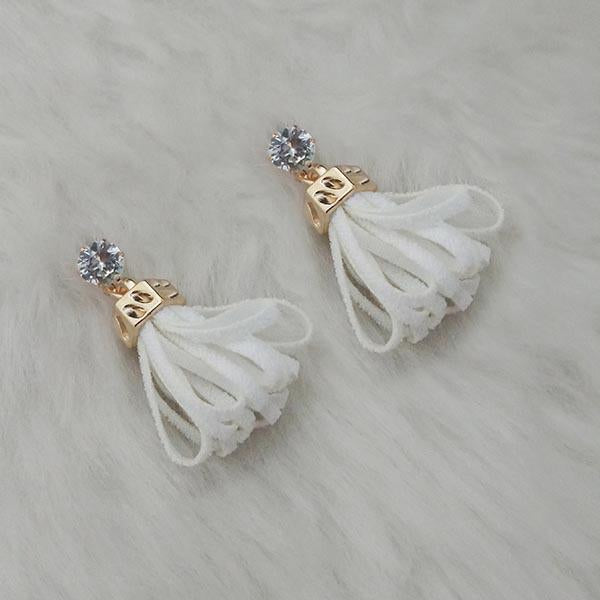 Jeweljunk Gold Plated White Thread Earrings - 1313334F