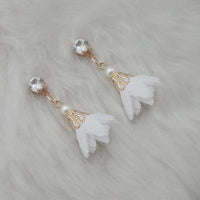 Jeweljunk Gold Plated White Thread Earrings - 1313335E