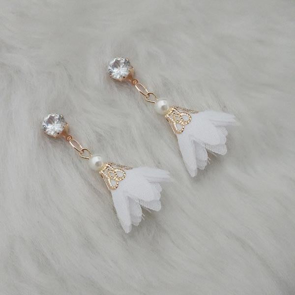 Jeweljunk Gold Plated White Thread Earrings - 1313335E