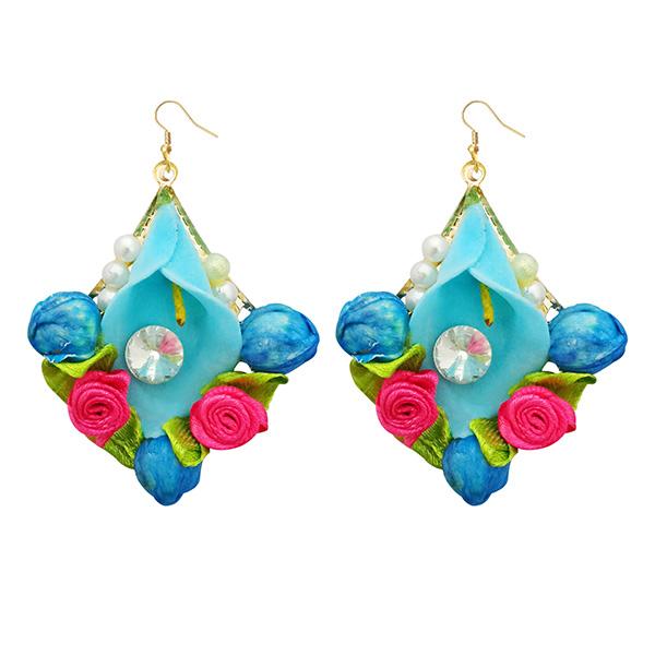 Kriaa Austrian Stone Multi Floral Dangler Earrings - 1313402A