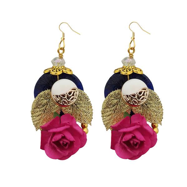 Kriaa Pink Floral Dangler Earrings - 1313405A