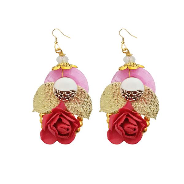 Kriaa Red Floral Dangler Earrings - 1313405C