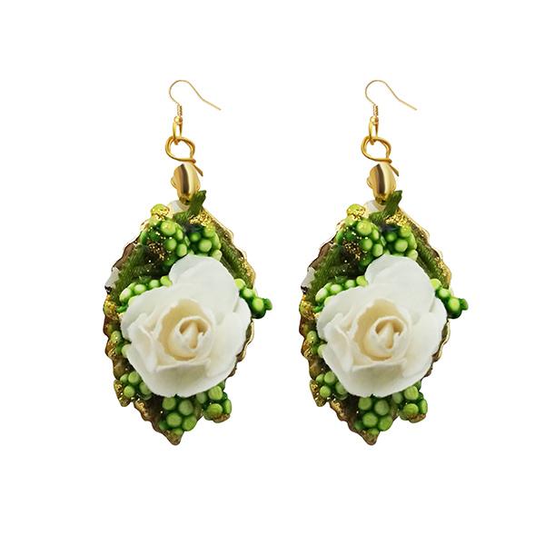Kriaa White Floral Dangler Earrings - 1313406D