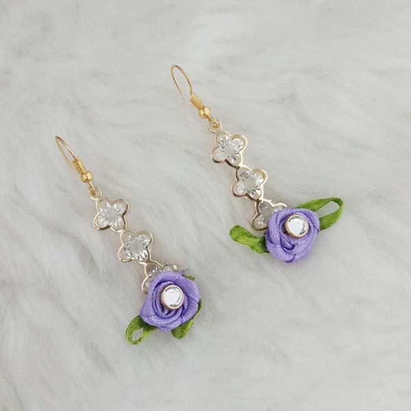 Kriaa Austrian Stone Purple Floral Dangler Earrings - 1313407E