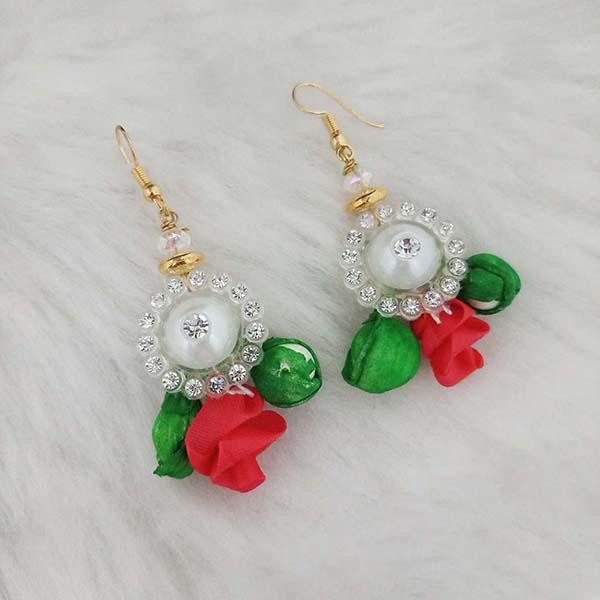 Kriaa Green Floral Austrian Stone Dangler Earrings - 1313410C