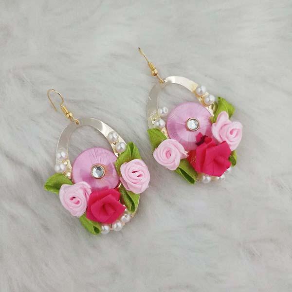 Kriaa Pink Floral Austrian Stone Dangler Earrings - 1313411A