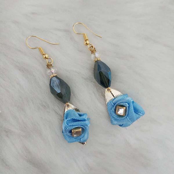 Kriaa Blue Floral Gold Plated Dangler Earrings - 1313414B