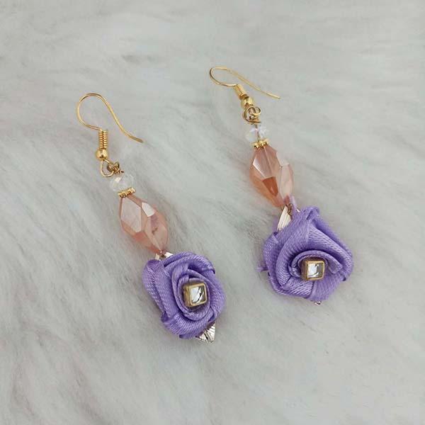 Kriaa Purple Floral Gold Plated Dangler Earrings - 1313414F