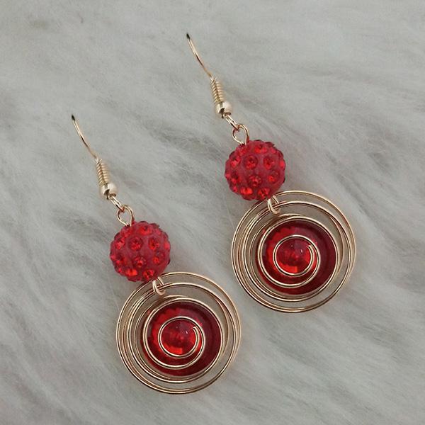 Jeweljunk Maroon Austrian Stone Gold Plated Dangler Earrings - 1313415F