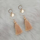 Jeweljunk Brown Thread Gold Plated Tassel Earrings - 1313417C